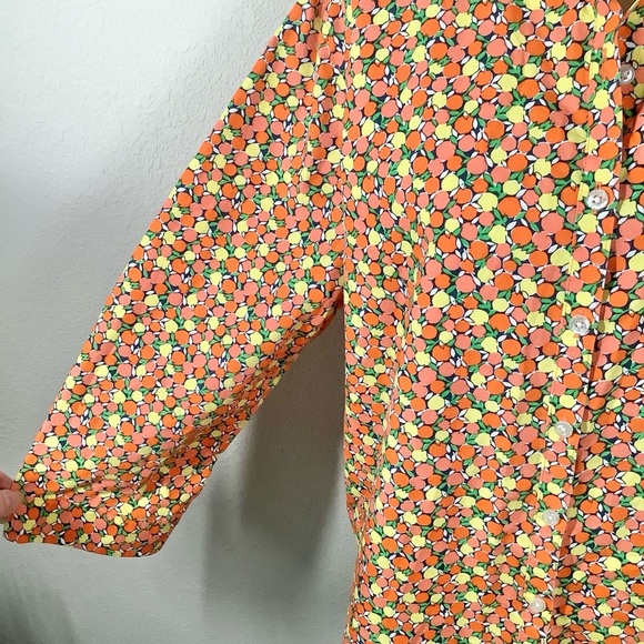 LANDS' END No-Iron Button Up Shirt Supima Poplin Citrus Print Resort Cruise 16 - Picture 4 of 10